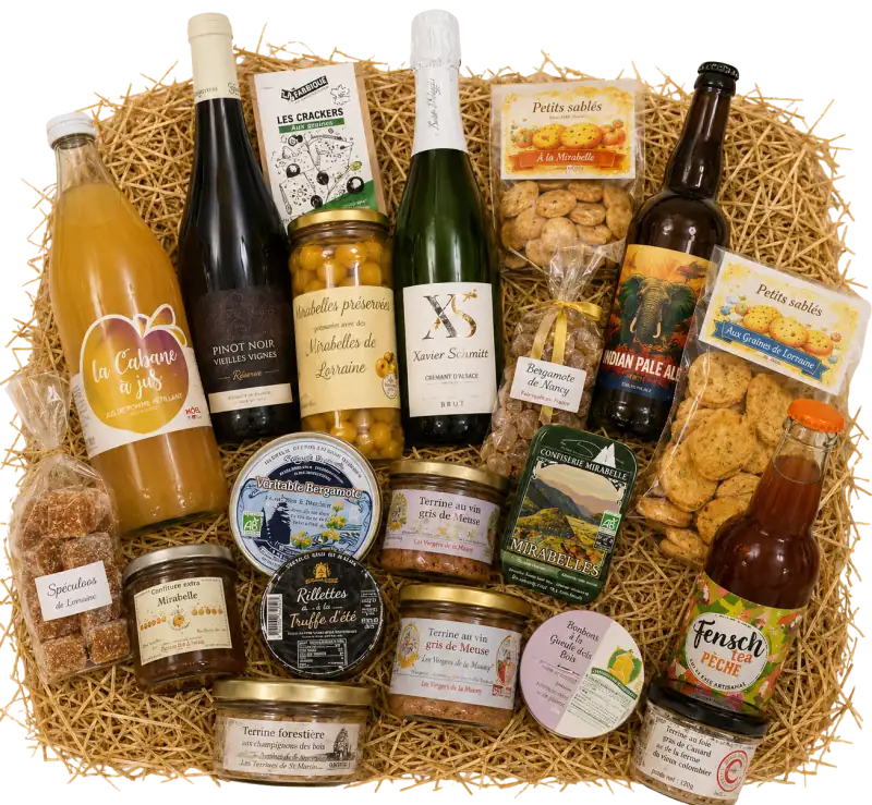 Coffret Le Connaisseur · Pinot noir vieille vigne, crémant, terrines, bergamotes de Nancy.