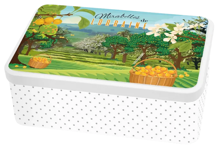 Boîte décorée XL aux couleurs mirabelles de Lorraine